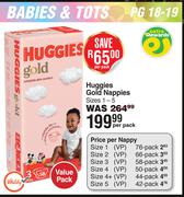 Huggies Gold Nappies Sizes 1-5-Per Pack