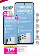 2 x Samsung Galaxy S24 FE Smartphone-On 1.3GB Red Core More Data + Promo 1GB Data
