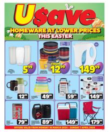Usave Eastern Cape : Homeware At Lower Prices (18 March - 07 April 2024)