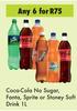Coca Cola No Sugar, Fanta, Sprite Or Stoney Soft Drink-For Any 6 x 1Ltr