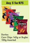 Doritos Corn Chips 145g Or Bugles 100g Assorted-For Any 5 