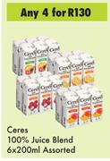 Ceres 100% Juice Blend Assorted-For Any 4 x 6 x 200ml