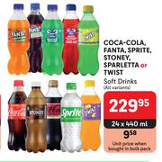 Coca Cola, Sprite, Fanta, Stoney, Sparletta Or Twist Soft Drinks (All Variants)-24 x 440ml
