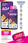2 x Samsung Galaxy A04e 4G Smartphone-On Red Flexi 130 + On Promo 70