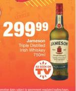 Jameson Triple Distilled Irish Whisky-750ml