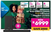 Hisense 58" QLED Smart TV (58Q6Q) Plus 2.1 Channel Soundbar (HS1800)