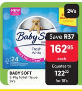 Baby Soft 2 Ply Toilet Tissue-24's