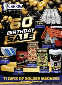 K Carrim Builders Mecca : 60 Birthday Sale (27 September - 02 December 2024)