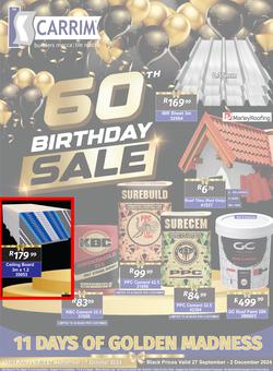 K Carrim Builders Mecca : 60th Birthday Sale (27 September - 02 December 2024), page 1