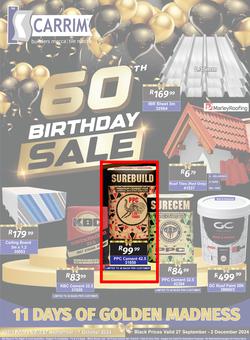 K Carrim Builders Mecca : 60th Birthday Sale (27 September - 02 December 2024), page 1
