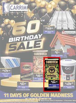 K Carrim Builders Mecca : 60th Birthday Sale (27 September - 02 December 2024), page 1