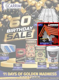 K Carrim Builders Mecca : 60th Birthday Sale (27 September - 02 December 2024), page 1