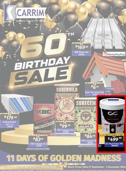 K Carrim Builders Mecca : 60th Birthday Sale (27 September - 02 December 2024), page 1