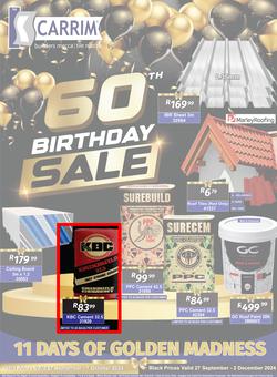 K Carrim Builders Mecca : 60th Birthday Sale (27 September - 02 December 2024), page 1