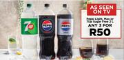Pepsi Light, Max Or 7Up Sugar Free-For Any 3 x 2Ltr
