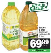 Spar or B-Well Sunflower Or Canola Oil-2Ltr Each