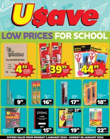 Usave Kwa-Zulu Natal : Low Prices For School (01 January - 28 January 2024)