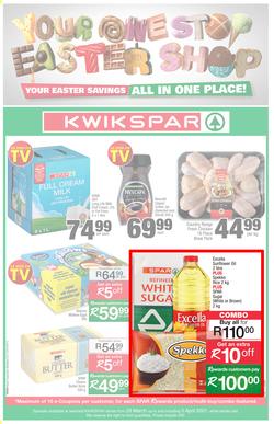 KWIKSPAR EASTERN CAPE : Your One Stop Easter Shop (23 March - 5 April 2021) Valid in Abbotsford, Beacon Isle, Beetlestone, Burt Drive, Butterworth, Cambridge West, Colchester, Dhaysons, East End, page 1