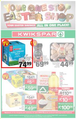 KWIKSPAR EASTERN CAPE : Your One Stop Easter Shop (23 March - 5 April 2021) Valid in Abbotsford, Beacon Isle, Beetlestone, Burt Drive, Butterworth, Cambridge West, Colchester, Dhaysons, East End, page 1