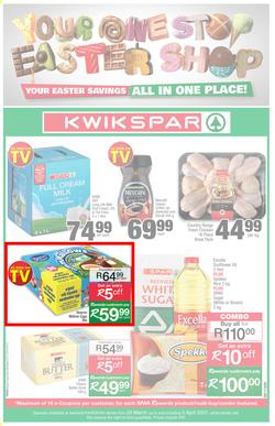 KWIKSPAR EASTERN CAPE : Your One Stop Easter Shop (23 March - 5 April 2021) Valid in Abbotsford, Beacon Isle, Beetlestone, Burt Drive, Butterworth, Cambridge West, Colchester, Dhaysons, East End, page 1
