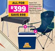 Ozark Trail Adventure Chair Plus Expert Grill Midi Braai Plus Big Jim 8L Cooler-All For