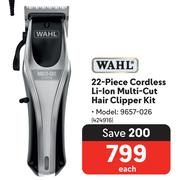 WAHL 22-Piece Cordless Li-Ion Multi-Cut Hair Clipper Kit 9657-026 424916