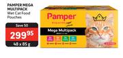 Pamper Mega Multipack Wet Cat Food Pouches-48 x 85g