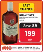 Ballantine's Finest Blended Scotch Whisky-750ml Each