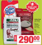 Golden Cloud Cake Wheat Flour 10Kg+Allsome Long Grain Parboiled Rice 10Kg+Itau Super Maize Meal 10Kg