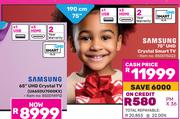 Samsung 190cm (75") UHD Crystal Smart TV