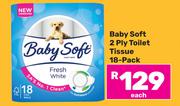 Baby Soft 2 Ply Toilet Tissue 18 Pack-Each
