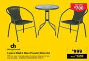Designhouse 3-Piece Steel & Glass Thunder Bistro Set