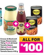 Crosse & Blackwell Tangy Mayonnaise 750g+All Gold Tomato Sauce 750ml-All For