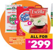 Ace Super Maize Meal 10Kg+Golden Cloud Cake Wheat Flour 10Kg+Excella Long Grain Parboiled Rice 10Kg-