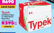 Typek A4 White Paper 5 x 500 Sheet Ream Box-Per Box