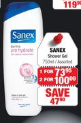 Sanex Shower Gel Assorted-For 2 x 750ml