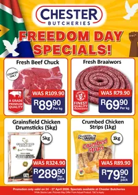 Chester Butcheries : Freedom Day Specials (24 April - 27 April 2026)