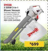 Ryobi 3300W 3 In 1 Blower Vacuum RBV-3350 (645960)