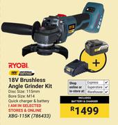 Ryobi 18V Brushless Angle Grinder Kit XBG-115K (786433)