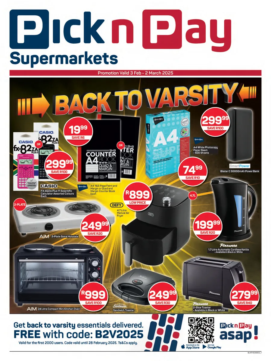 Pick N Pay Hypermarket Back To Varsity 03 February 02 March 2025 