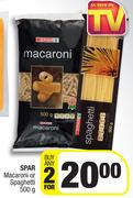 Spar Macaroni Or Spaghetti-For Any 2 x 500g 