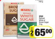 Spar Refined White Or Brown Sugar-For Any 2 x 2kg