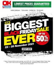 OK Furniture : Black Friday Sale (22 November - 28 November 2021)