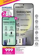 2 x Samsung Galaxy S23 FE 5G Smartphone-On 1.3GB Red Core More Data + Red Flexi 150 