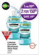 Listerine Cool Mint Mouthwash Value Pack-For 2 x 750ml 
