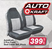 Auto Kraft 2 Pce Front Seat Cover Set (Black) FED.EXP60FBLK-Per Set
