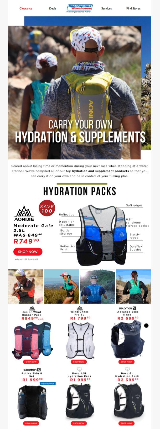 sportsman's warehouse hydration packs