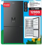 Hisense 500L Frost Free Fat Combi Fridge With Water Dispenser H630BSB-WD