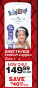 Baby Things Premium Nappies Sizes 1-4-Per Pack