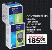 Contour Plus Glucose Test Strips 50 Pack Plus Meter Kit Banded Pack-Per Pack
